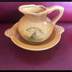 Vintage light weight ceramic anal pitcher and dish
